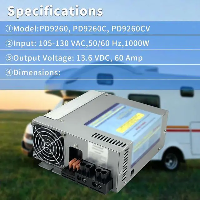 Alt view image 4 of 6 - PD9260C 12V 60A RV Power Converter Compatible with inteli Power 9200 Series | Converter/Charger with Built-in Charge Wizard 120V to 12V for Campers Caravans Replace# PD9260 PD9260CV