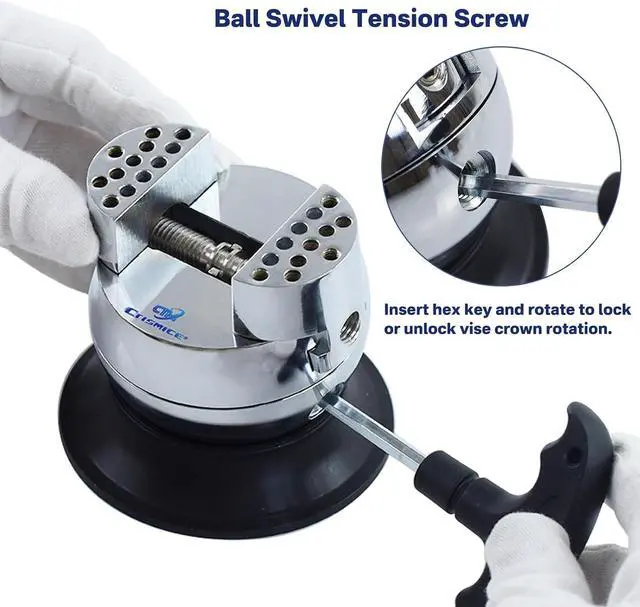 Alt view image 3 of 6 - Ball Vise 3 Inch Engraving Block Setting Tool for Jewelry Making | 360° Rotation Jewelers Mini Ball Vice with 34pcs Pin Plate Attachments for Small-Scale Engraving, Diamond and Bezels Setting