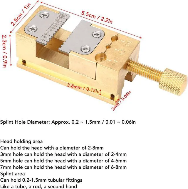 Alt view image 2 of 7 - Watch Repair Vise Clamp, Mini Bench Vice Clamp, Mini Flat Clamp Holder Tube Clamp Vise for Jewelers Watchmaker DIY Carving, 0.2-1.5mm Hole Dia