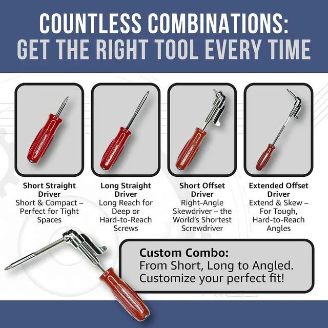 Alt view image 6 of 7 - Professional Screwdriver Kit. 300 Tools in 1. Offset Right Angle Attachment For Low Profile Areas. Storage Case With 40 Bits. The Most Versatile Tool Set For Home Repair & Auto Mechanics.