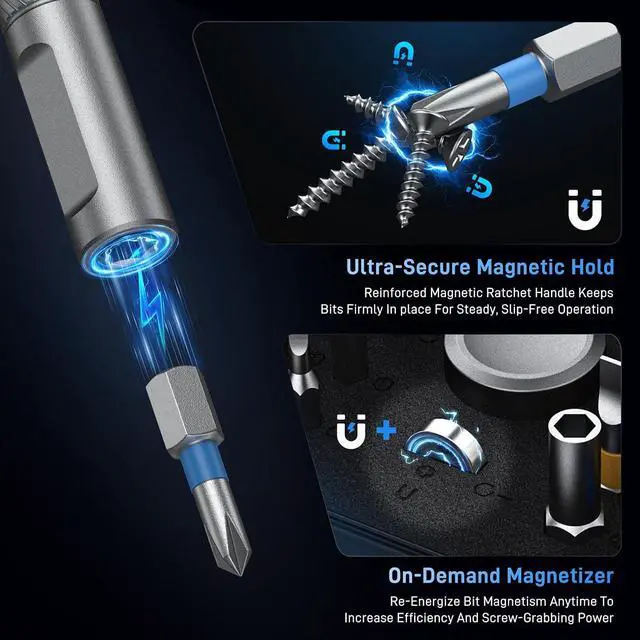 Alt view image 5 of 7 - 74-in-1 Magnetic Ratchet Screwdriver Set with S2 Steel Bits | T Handle Allen Wrench Set, Storage case, detachable design. Ideal for electronics, furniture, bicycle, watch, DIY.