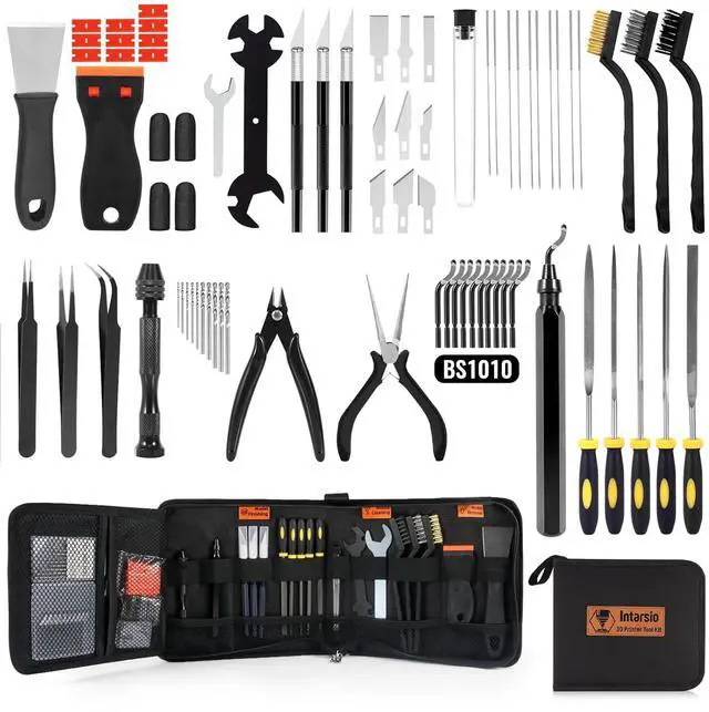 Main image of 68Pcs 3D Printer Tools Kit with Storage Case, 3D Printer Accessories - Deburring Tool, 3D Printer Removing Scrapers, Metal Files, Brushes, Hand Drill, Tweezers, for Bambu Lab, Ender 3, Kobra, etc.