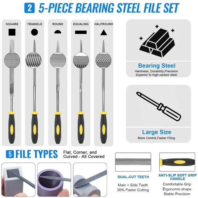 Alt view image 4 of 7 - 68Pcs 3D Printer Tools Kit with Storage Case, 3D Printer Accessories - Deburring Tool, 3D Printer Removing Scrapers, Metal Files, Brushes, Hand Drill, Tweezers, for Bambu Lab, Ender 3, Kobra, etc.
