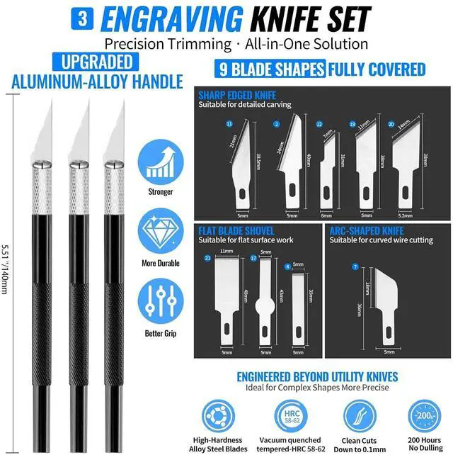 Alt view image 5 of 7 - 68Pcs 3D Printer Tools Kit with Storage Case, 3D Printer Accessories - Deburring Tool, 3D Printer Removing Scrapers, Metal Files, Brushes, Hand Drill, Tweezers, for Bambu Lab, Ender 3, Kobra, etc.