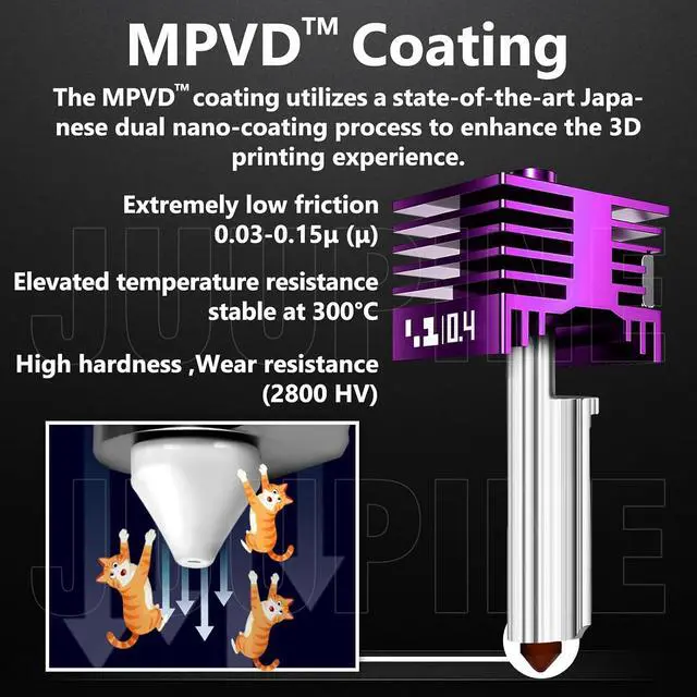 Alt view image 2 of 7 - 2PK MPVD Hotend 0.4mm for Bambu Lab X2D/P2S H2/A1 Series Nozzle Upgrade Nano-Coating Anti-Stick Filament High Hardness 2800HV for Bambu lab X2D P2S Nozzle Bambu Lab H2S Hotend