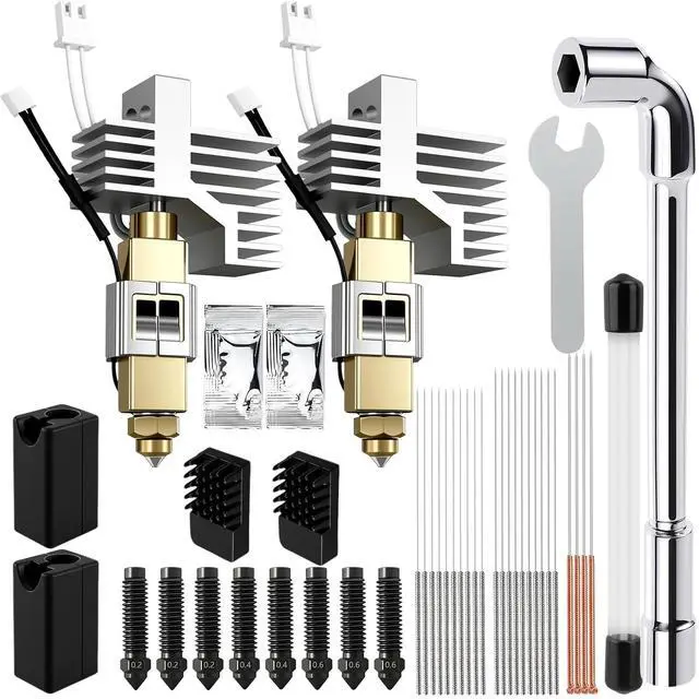 Main image of 2Pack Hotend Kit for Elegoo Centauri Carbon, Upgrade 3D Printer Extruder Hot End with 0.2/0.4/0.6mm Hardened Steel Nozzle Replacement Print Head Heat Sink Hotend for Elegoo Centauri Carbon 3D Printer