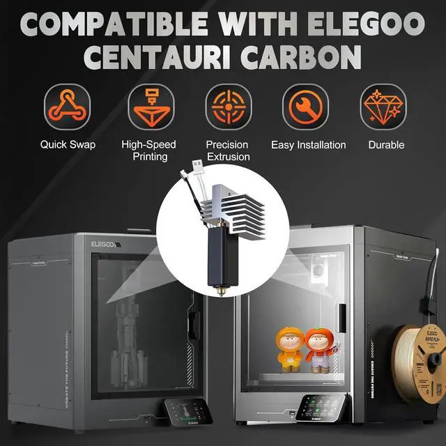Alt view image 2 of 7 - 2Pack Hotend Kit for Elegoo Centauri Carbon, Upgrade 3D Printer Extruder Hot End with 0.2/0.4/0.6mm Hardened Steel Nozzle Replacement Print Head Heat Sink Hotend for Elegoo Centauri Carbon 3D Printer