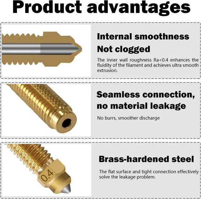 Alt view image 4 of 7 - 3PK CC2 Hotend 0.2/0.4/0.6MM Centauri Carbon 2 Ceramic Hot End | Wear Resistance Brass Hardened Steel Nozzle, Heat-Resistant & High Speed Print Head Quick-Detachable Extruder for Elegoo CC2