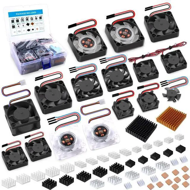 Main image of Heatsink Fan Kit for Raspberry Pi, Cooler Fan Heatsink Set with PWM Speed Control Fan for Cooling Raspberry Pi 4, Pi 3 B+, Pi 3 B, Pi 2, Pi B+, Pi Zero/Zero W and Jetson Nano, RockPi
