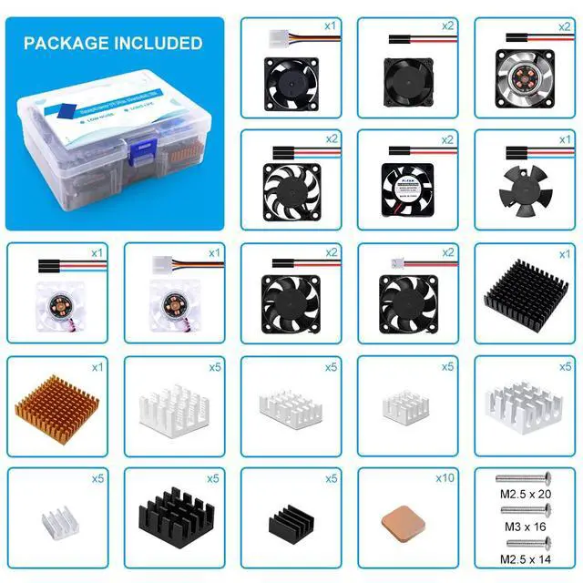 Alt view image 2 of 7 - Heatsink Fan Kit for Raspberry Pi, Cooler Fan Heatsink Set with PWM Speed Control Fan for Cooling Raspberry Pi 4, Pi 3 B+, Pi 3 B, Pi 2, Pi B+, Pi Zero/Zero W and Jetson Nano, RockPi