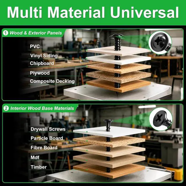 Alt view image 4 of 6 - /1310PCS Black Wood Screws #8#10 Phillips Truss HeadDrywall Screws | High Hardness Self Tapping Screws,Wood Screws Assortment Kit Coarse Thread 1/2" to 2-1/2" For Indoor Furniture,Woodworking