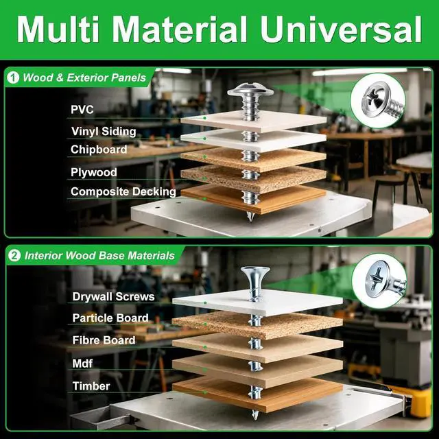 Alt view image 4 of 6 - /1310PCS Silver Wood Screws #8#10 Phillips Truss HeadDrywall Screws | High Hardness Self Tapping Screws,Wood Screws Assortment Kit,Coarse Thread 1/2" to 2-1/2" For Indoor Furniture,Woodworking