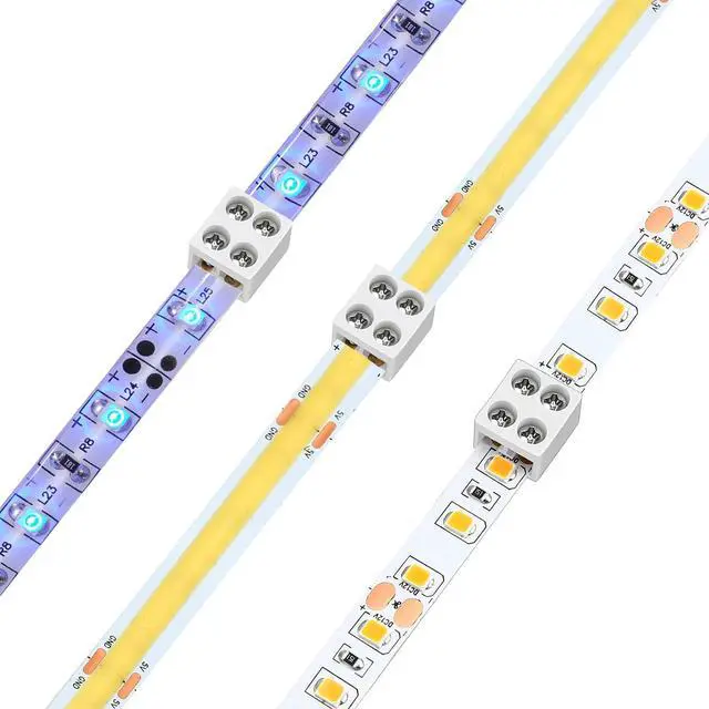 Alt view image 4 of 7 - 100 Pack Solderless LED Tape to Tape Connectors Tighten Screw Terminal Blocks 2 Pin 8mm Connector with Screwdriver Connector for 5v 12v 24v Monochrome LED Low Voltage Strip Decorative Finishing