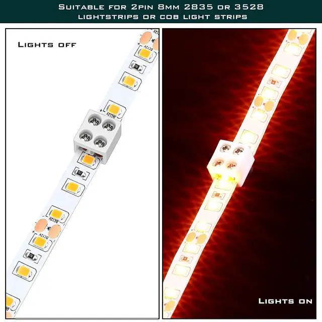 Alt view image 6 of 7 - 100 Pack Solderless LED Tape to Tape Connectors Tighten Screw Terminal Blocks 2 Pin 8mm Connector with Screwdriver Connector for 5v 12v 24v Monochrome LED Low Voltage Strip Decorative Finishing