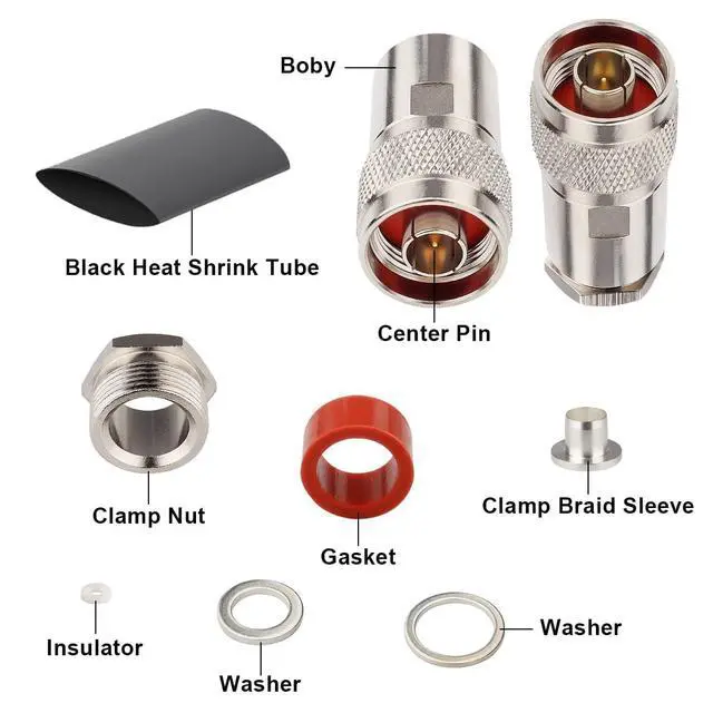 Alt view image 4 of 5 - N Male Connector 10PCS, N Male Plug Attach Connector for LMR400, RG8, Belden 9913, KMR400 RF Coaxial Cables