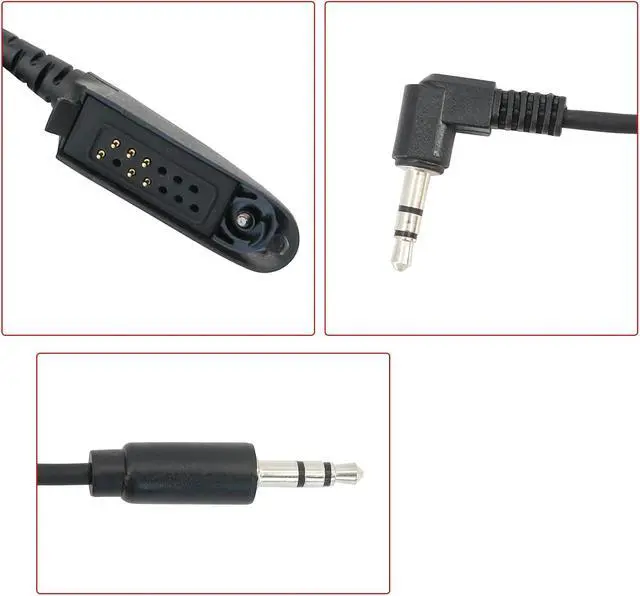 Alt view image 6 of 7 - U94 PTT 6 Pin Cable Adapter for GP328 320 329 Radio, 3.5mm Audio Cable/2 Pin Cable for Tactical Headset Ear Protection (G1 with 3.5MM Cable)
