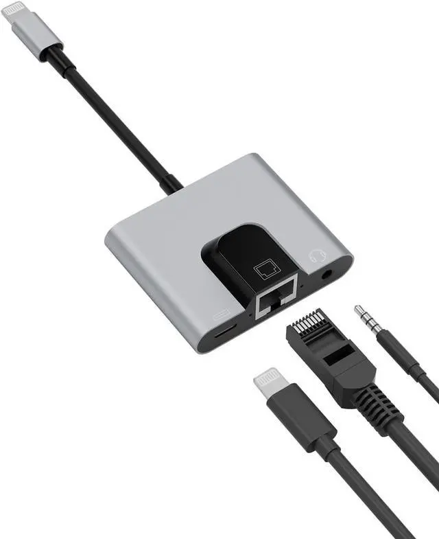 Main image of Lightning to RJ45 Ethernet Adapter,Wired Internet Support up to 10/100Mbps,with Lightning Charging Port & 3.5mm Audio Jack,Compatible with iPhone 14/13/12/11/iPad