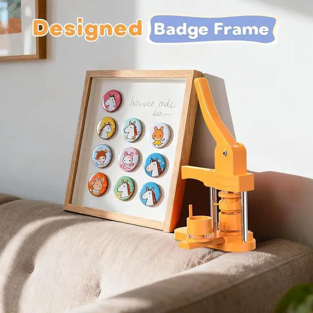 Alt view image 4 of 7 - -Button-Maker-Machine-Kit, Multiple Sizes 25+32+44mm, DIY Pin Maker Machine with 300 Plastic Backs, Slide Rail Button Press for Badges, Custom Pins & Crafts