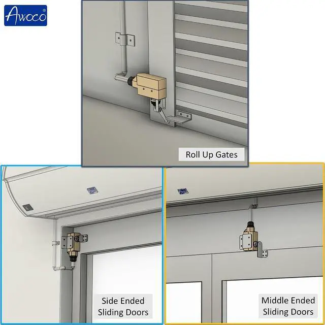 Alt view image 4 of 5 - Heavy Duty Commercial Door Micro Switch with Parallel Roller Plunger for Sliding Doors/Windows for Air Curtains, 250V 15A IP 65 Limit Switch Type NO and Type NC (TZ-6002-15A)