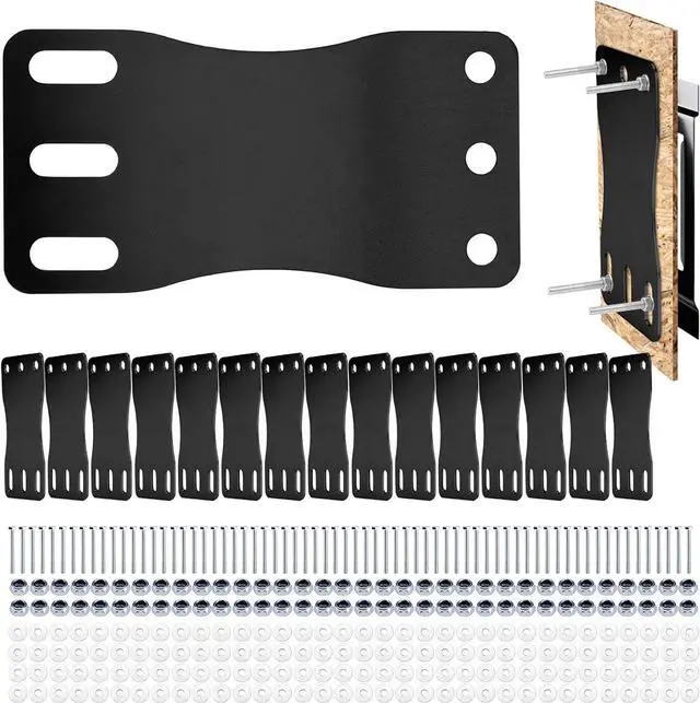 Main image of 16 Pack E Track Plate Installation Kit E-Track Plate Black Rail Mounting Back Plate Installation Kit with Bolts, Nuts, and Washers