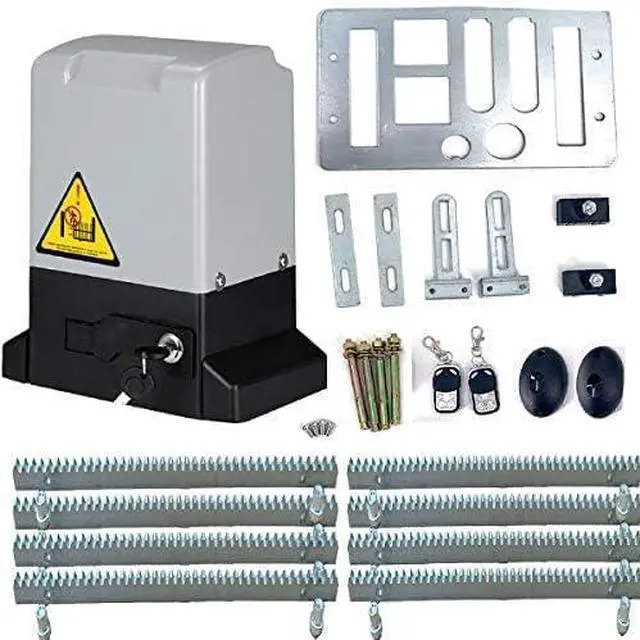 Main image of Automatic Sliding Gate Opener Kit Rack Driven Sliding Gate Motor with Remote Controls and Infrared Sensor Electric Gate Operator Complete Kit for Slide Gates Up to 1800 Pounds