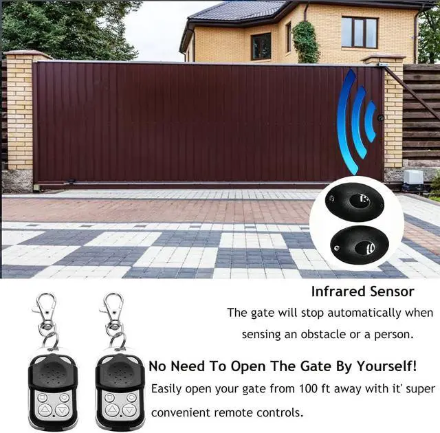 Alt view image 3 of 6 - Automatic Sliding Gate Opener Kit Rack Driven Sliding Gate Motor with Remote Controls and Infrared Sensor Electric Gate Operator Complete Kit for Slide Gates Up to 1800 Pounds