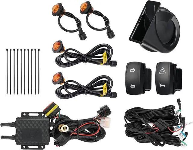Main image of UTV Turn Signal Kit with 110D Horn, Plug and Play UTV ATV Blinker with Rocker Switch, Universal Street Legal Kit Compatible with Polaris, Can-Am, Kawasaki (Without License Plate Holder)