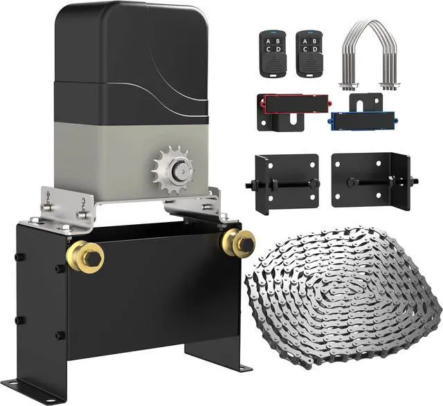 Main image of 1100lb Sliding Gate Opener - Chain Drive Electric Gate Motor with 2 Remotes & 16.4ft Chains Hardware Kit, Automatic Slide Gate Operator for Driveway Gates Acess System