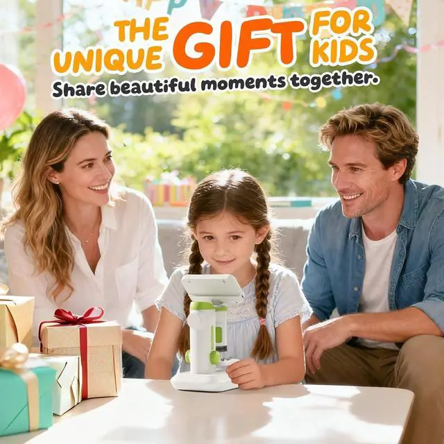 Alt view image 7 of 7 - 1600X Microscope for Kids, 1080P 4.0" Digital Screen Kids Microscopes with Slides Kit, Educational Science Toys for Christmas Birthday Gifts for 3-14 Year Old Children Students