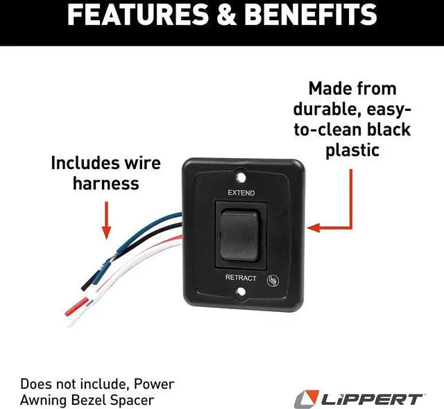 Alt view image 2 of 5 - Replacement Power Awning Switch Kit for 5th Wheel RVs, Travel Trailers and Motorhomes