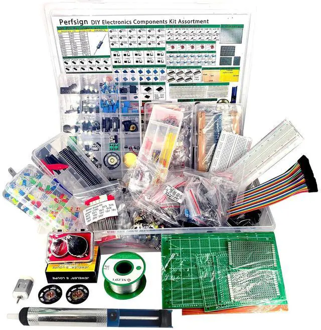 Main image of 2300PCS XXXXL Complete Set DIY Electronics Component Assortment Box Kit,ICPCB,Breadboard,Jumper,Magnifying Glass,Resistors,LED,Triode,Potentiometer,Speakers