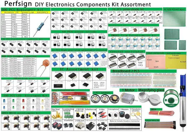 Alt view image 2 of 7 - 2300PCS XXXXL Complete Set DIY Electronics Component Assortment Box Kit,ICPCB,Breadboard,Jumper,Magnifying Glass,Resistors,LED,Triode,Potentiometer,Speakers