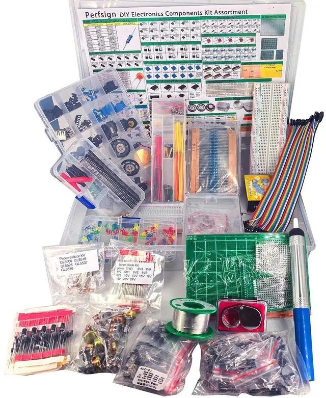 Alt view image 3 of 7 - 2300PCS XXXXL Complete Set DIY Electronics Component Assortment Box Kit,ICPCB,Breadboard,Jumper,Magnifying Glass,Resistors,LED,Triode,Potentiometer,Speakers