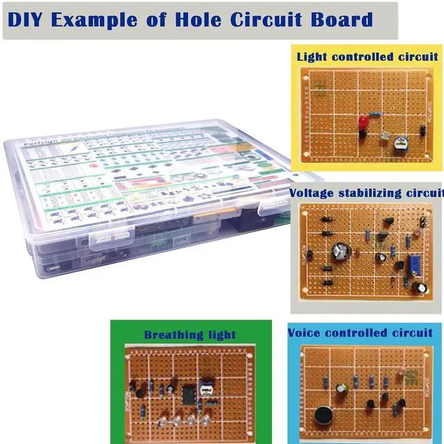 Alt view image 4 of 7 - 2300PCS XXXXL Complete Set DIY Electronics Component Assortment Box Kit,ICPCB,Breadboard,Jumper,Magnifying Glass,Resistors,LED,Triode,Potentiometer,Speakers
