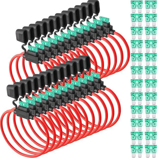 Alt view image 7 of 7 - 48 Pcs Inline Fuse Holder Waterproof Automotive Replacement with ATC Blade Fuses for Car Truck Motorcycle Boat (12 Awg with 30 A)