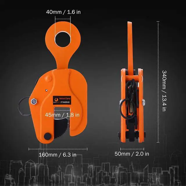 Alt view image 6 of 7 - 2 Tons Vertical Plate Lifting Clamp, Non-Rotating Ring | 4400 lbs Sheet Metal Lifting Rigging Clamp, Metal Steel Plates Lifter, Heavy Duty Orange Transporting Gripper