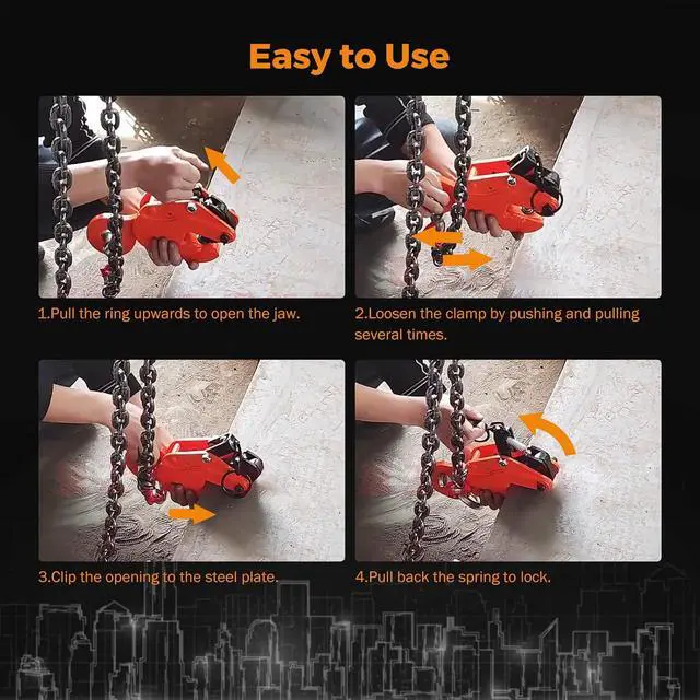 Alt view image 7 of 7 - 2 Tons Vertical Plate Lifting Clamp, Non-Rotating Ring | 4400 lbs Sheet Metal Lifting Rigging Clamp, Metal Steel Plates Lifter, Heavy Duty Orange Transporting Gripper
