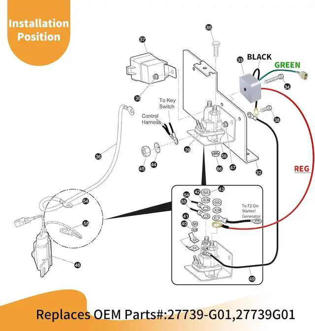 Alt view image 7 of 7 - EPIGC108 CDI Ignitor Kit for Ezgo Golf Cart with MCI Egine Module 2004-2008 Includes Parts 72866-G01 Ignition Coil,27739-G01 Voltage Regulator,Spark Plug