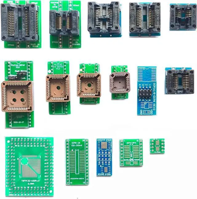 Main image of 16pcs Universal Adapter Scoket Compatible with Xgecu T48 T56 RT809H RT809F EZP MCU Test Socket Programming Adapter ic chip avr Programmer
