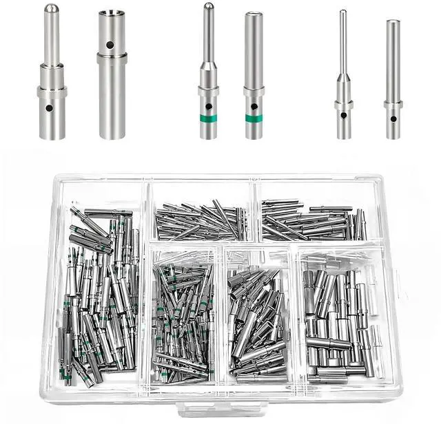 Main image of 200PCS Deutsch Connector Pins and Sockets Solid Contact Kit Barrel Style Contacts Size 12 16 20 Male Female Terminals DT Series Pin for Connectors Kit Crimp Solid Terminal for DT, DTP, DTM