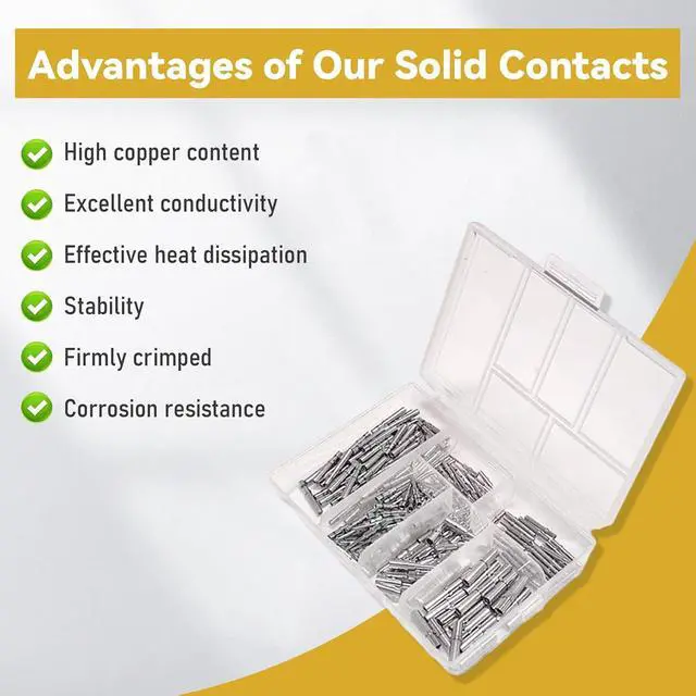 Alt view image 6 of 7 - 200PCS Deutsch Connector Pins and Sockets Solid Contact Kit Barrel Style Contacts Size 12 16 20 Male Female Terminals DT Series Pin for Connectors Kit Crimp Solid Terminal for DT, DTP, DTM