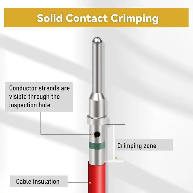 Alt view image 7 of 7 - 200PCS Deutsch Connector Pins and Sockets Solid Contact Kit Barrel Style Contacts Size 12 16 20 Male Female Terminals DT Series Pin for Connectors Kit Crimp Solid Terminal for DT, DTP, DTM