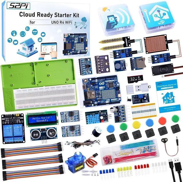 Main image of Cloud Ready Starter Kit for UNO R4 WiFi, Bluetooth, I2C, 12x8 LED Matrix, IoT Integration and Tutorials for Beginners & Engineers
