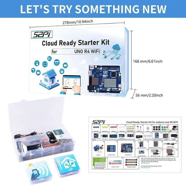 Alt view image 3 of 7 - Cloud Ready Starter Kit for UNO R4 WiFi, Bluetooth, I2C, 12x8 LED Matrix, IoT Integration and Tutorials for Beginners & Engineers