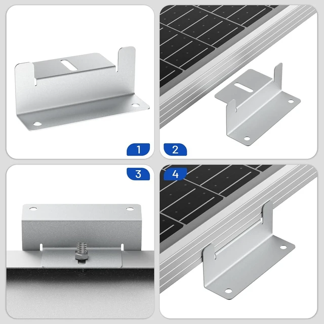 Alt view image 4 of 7 - 16-PCS Lightweight Aluminum Alloy Solar Panel Z Mounting Brackets Corrosion-Free for RVs, Trailers, Vans, Yachts & Off-Grid Roof Installation