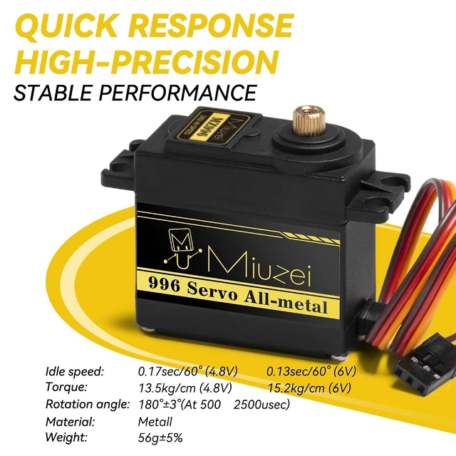 Alt view image 3 of 6 - MG996R High-Torque Metal Gear Servo Motor for 1/10 RC Car & Boat (6)