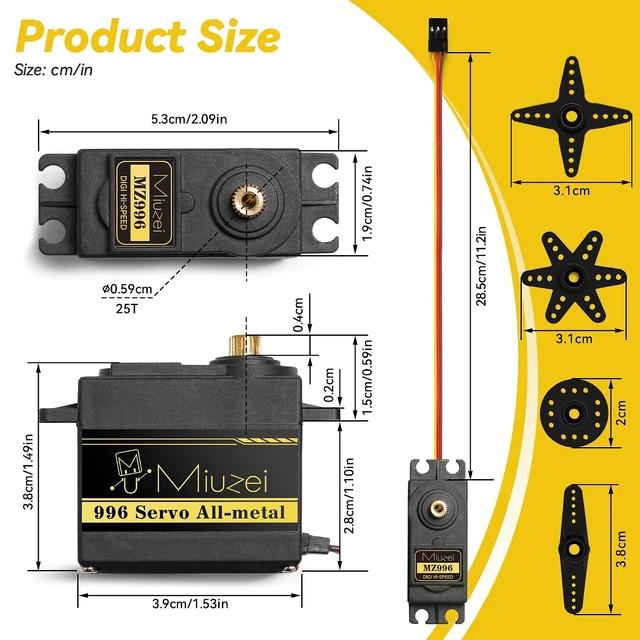 Alt view image 5 of 6 - MG996R High-Torque Metal Gear Servo Motor for 1/10 RC Car & Boat (6)