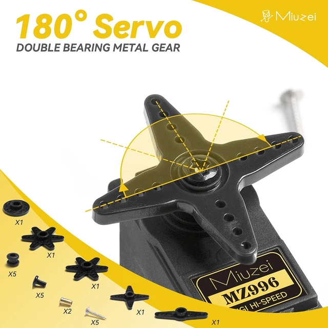 Alt view image 6 of 6 - MG996R High-Torque Metal Gear Servo Motor for 1/10 RC Car & Boat (6)
