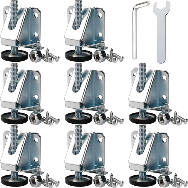 Main image of 8-Pack Heavy-Duty Adjustable Leveling Feet with Lock Nuts Furniture, Table, Cabinet & Workbench Leg Levelers