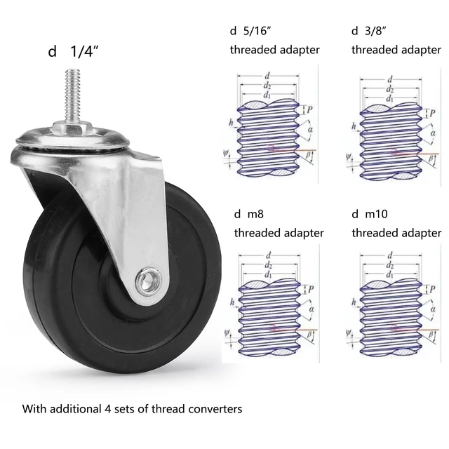 Alt view image 3 of 7 - Set of 4 Caster Wheels for Organization & Storage Shelving Metal Shelf Organizer Casters to Replace Wire Rack, Clothing Rack Feet or Plastic Wheels